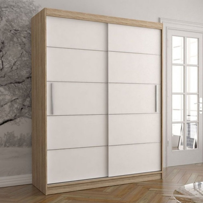 Praktická šatní skříň VALA 06 - šířka 150 cm, dub sonoma / bílá