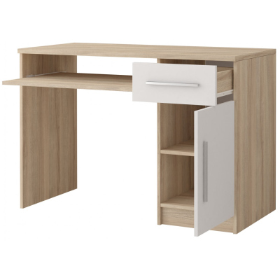 Praktický psací stůl OLEG - dub sonoma / bílá