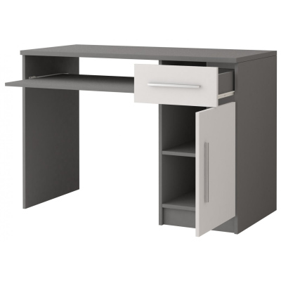 Praktický psací stůl OLEG - šedá / bílá