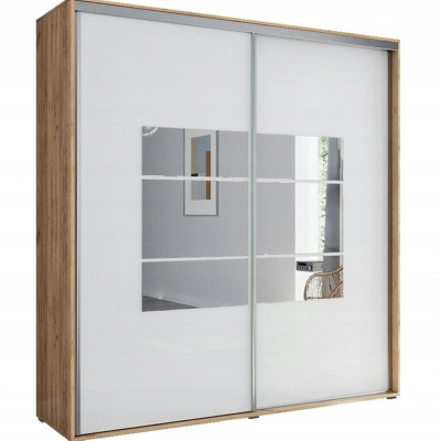 Šatní skříň se zrcadlem ANASTACIO, šířka 125 cm, výška 215 cm