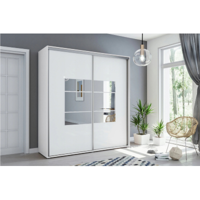 Šatní skříň se zrcadlem 175/215 ANASTACIO - bílá