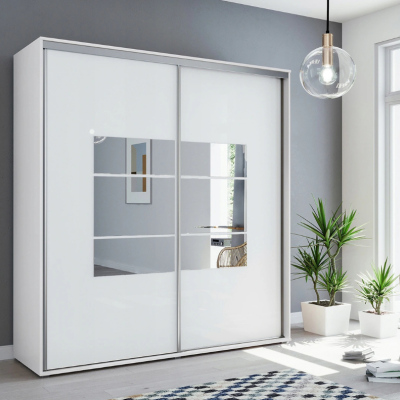 Šatní skříň se zrcadlem 200/245 ANASTACIO - bílá