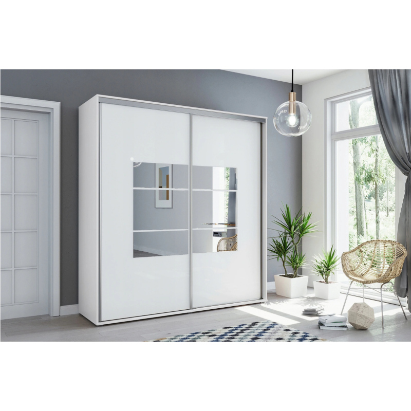 Šatní skříň se zrcadlem 200/245 ANASTACIO - bílá