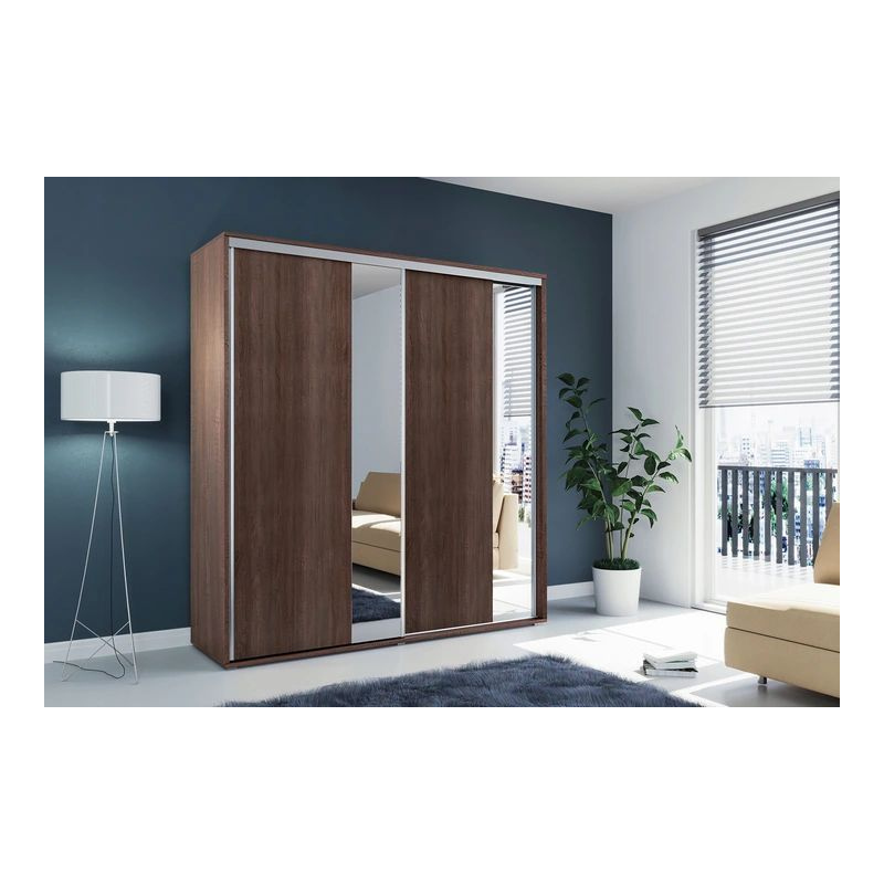 Prostorná zrcadlová šatní skříň 230/245 ANTONIO - čokoláda