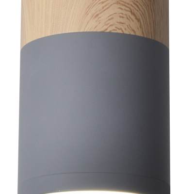 Stropní bodové osvětlení EMILIA-ROMAGNA, 1xGU10, 15W, 6,8x10cm, kulaté, šedé, imitace dřeva
