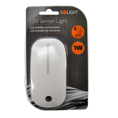 Solight noční LED světélko se světelným senzorem, bílé