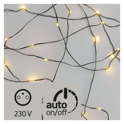 LED vánoční venkovní nano řetěz, s časovačem, 7,5m, teplá bílá
