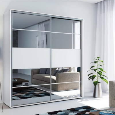 Zrcadlová šatní skříň 125/245 BENEDICTO - bílá