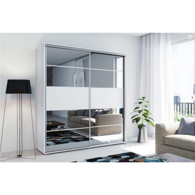 Zrcadlová šatní skříň 125/245 BENEDICTO - bílá