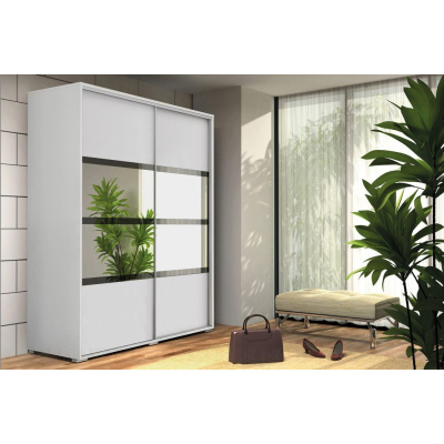 Prostorná šatní skříň se zrcadlem 150/245 CELESTINO 2 - bílá