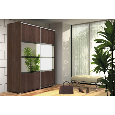 Prostorná šatní skříň se zrcadlem 150/215 CELESTINO 2 - čokoláda