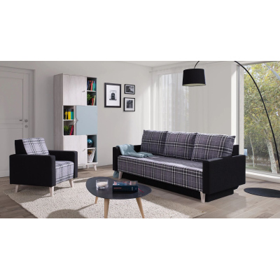 Čalouněné křeslo MURIEL - bílé / černé