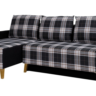 Čalouněná rozkládací sedačka s úložným prostorem MURIEL - šedá / černá