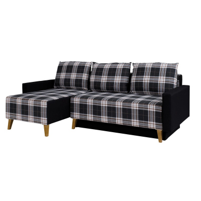 Čalouněná rozkládací sedačka s úložným prostorem MURIEL - šedá / černá