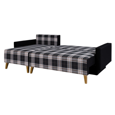 Čalouněná rozkládací sedačka s úložným prostorem MURIEL - šedá / černá