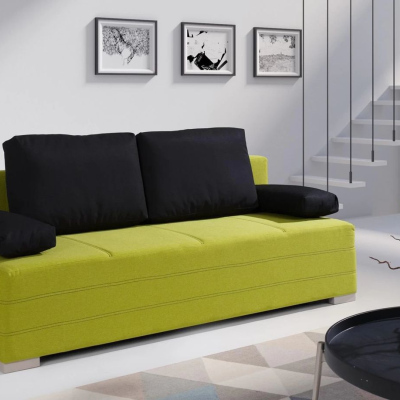 Rozkládací postel s polštáři s úložným prostorem IGOR - zelená