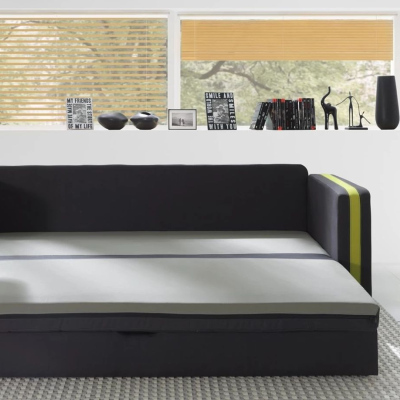 Rozkládací pohovka s polštáři EWALD - šedá / zelená