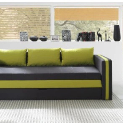 Rozkládací pohovka s polštáři EWALD - šedá / zelená