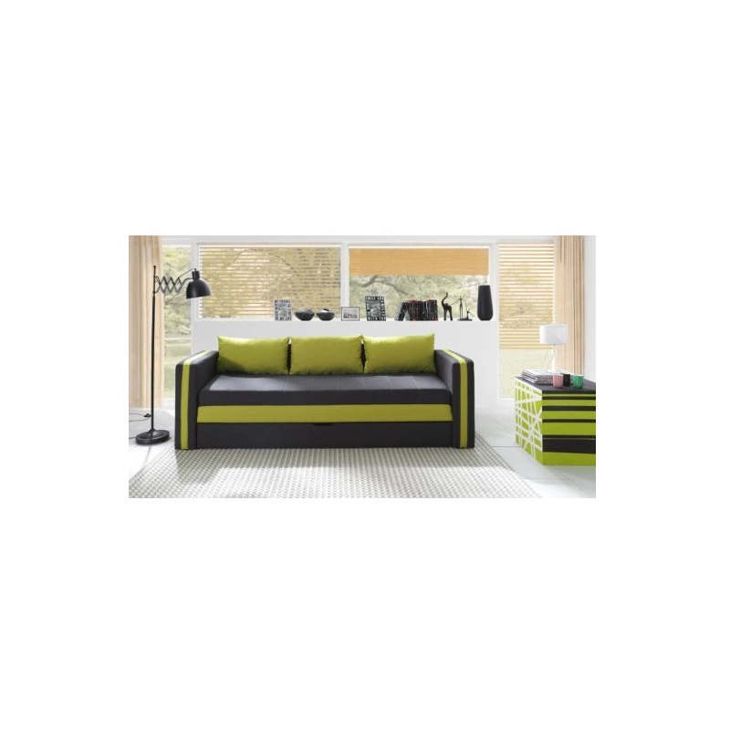 Rozkládací pohovka s polštáři EWALD - šedá / zelená