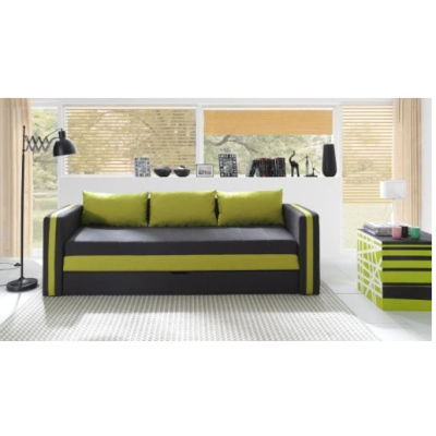 Rozkládací pohovka s polštáři EWALD - šedá / zelená