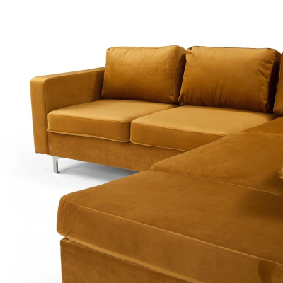 Rohová sedačka ORLIN - žlutá / kovové nohy