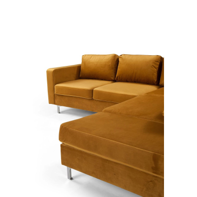 Rohová sedačka ORLIN - žlutá / kovové nohy