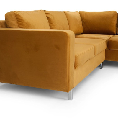 Rohová sedačka ORLIN - žlutá / kovové nohy