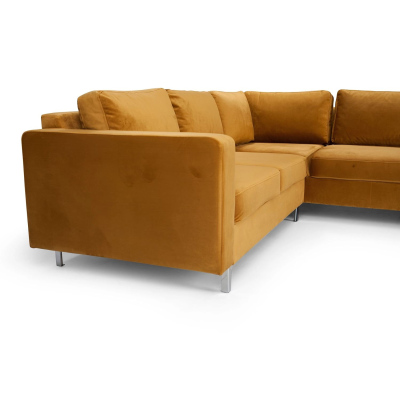 Rohová sedačka ORLIN - žlutá / kovové nohy