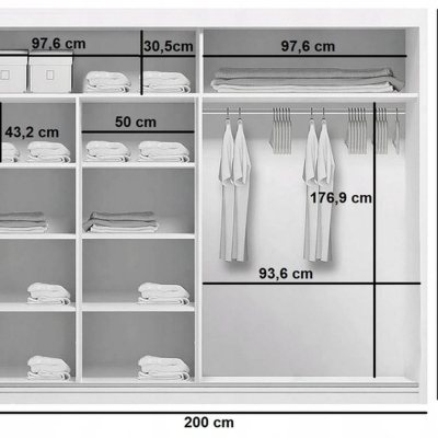 Prostorná šatní skříň FABIO, šířka 200 cm, výška 215 cm