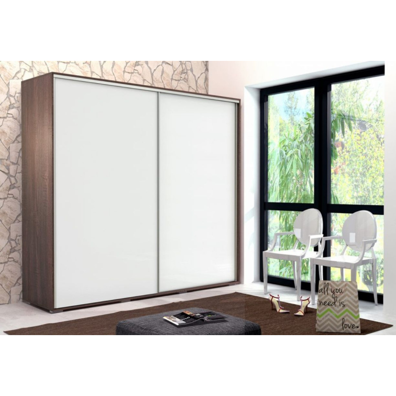 Prostorná šatní skříň 200/245 FABIO - čokoláda / bílá