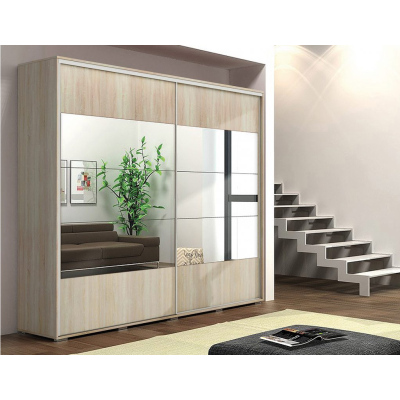 Zrcadlová šatní skříň 175/245 FERNANDO - dub sonoma