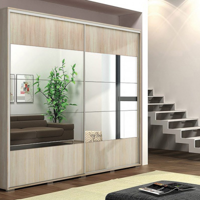 Zrcadlová šatní skříň 200/245 FERNANDO - dub sonoma