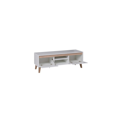 Televizní stolek 135 cm ODIN - bílý / dub san remo světlý