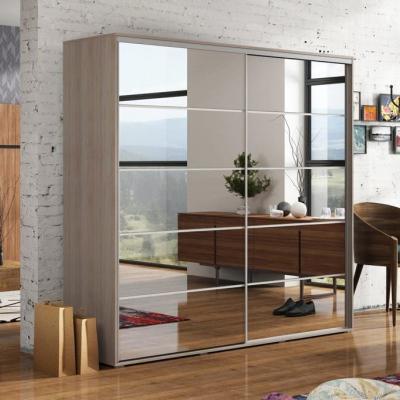 Zrcadlová šatní skříň 125/245 GABRIEL - dub sonoma