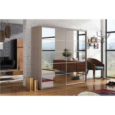 Zrcadlová šatní skříň 175/245 GABRIEL - dub sonoma