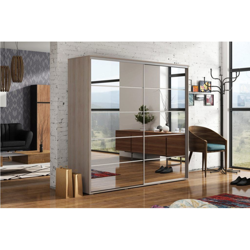 Zrcadlová šatní skříň 230/215 GABRIEL - dub sonoma