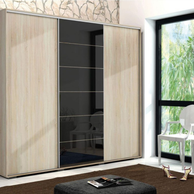 Moderní prostorná šatní skříň 250 cm MANUEL - dub sonoma