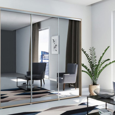 Zrcadlová šatní skříň 278 cm MIGUEL - dub sonoma