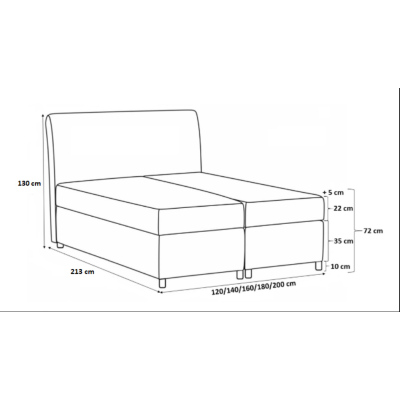 Kontinentální postel Evio hnědá 120 + topper zdarma