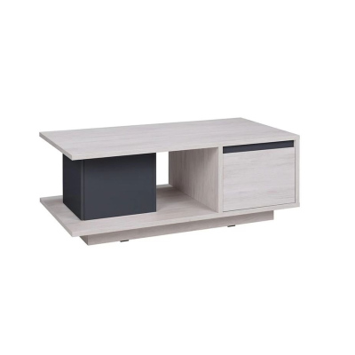 Moderní konferenční stolek DOON - dub bílý / černý lesk