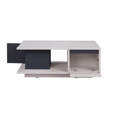 Moderní konferenční stolek DOON - dub bílý / černý lesk