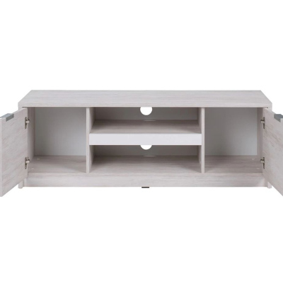 Televizní stolek s poličkou DOON - dub bílý / bílý lesk