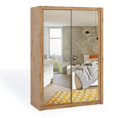 Skříň s posuvnými dveřmi a zrcadlem 150 BRYAN - dub artisan