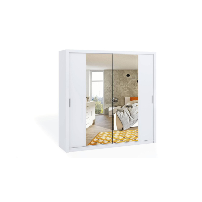 Skříň s posuvnými dveřmi a zrcadlem 200 BRYAN - bílá
