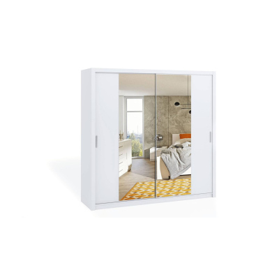 Skříň s posuvnými dveřmi a zrcadlem 200 BRYAN - bílá