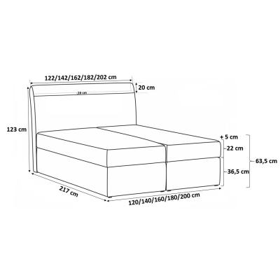 Designová postel Elyan s úložným prostorem bílá eko kůže 200 x 200 + topper zdarma