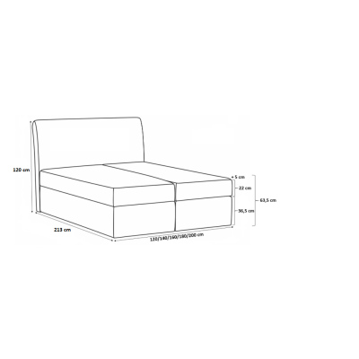Dvoulůžková čalouněná postel Ella červená 140 + Topper zdarma