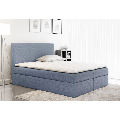 Čalouněná jednolůžková postel Ella modrá 120 + Topper zdarma