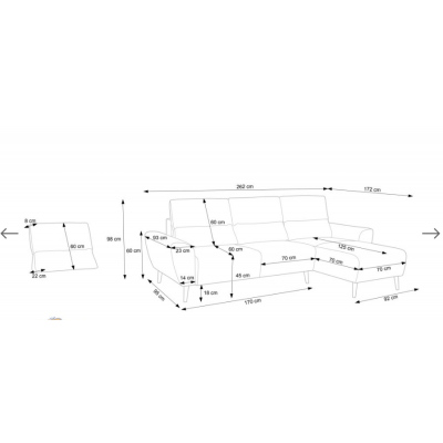 Rohová sedací souprava na nožičkách BOBO - růžová