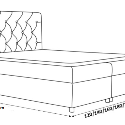 Velká čalouněná postel Diana šedá 200 + Topper zdarma